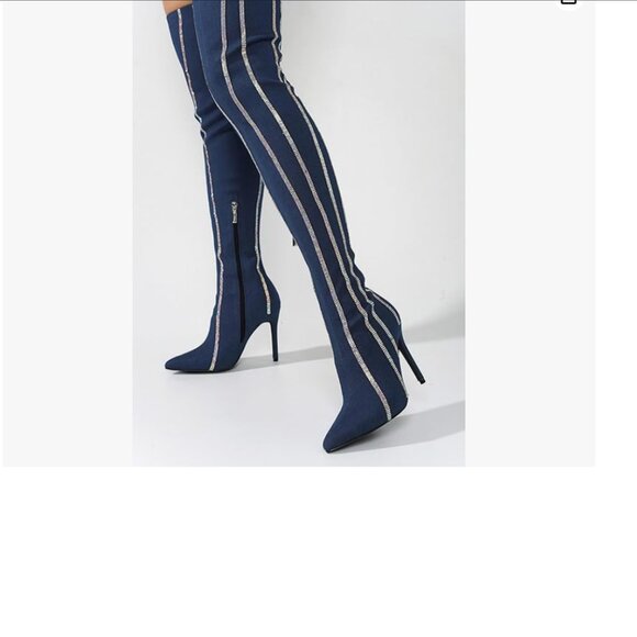 Rhinestone Thigh High Stiletto Boots